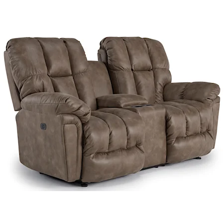Plush Space Saver Reclining Loveseat with Drink Console